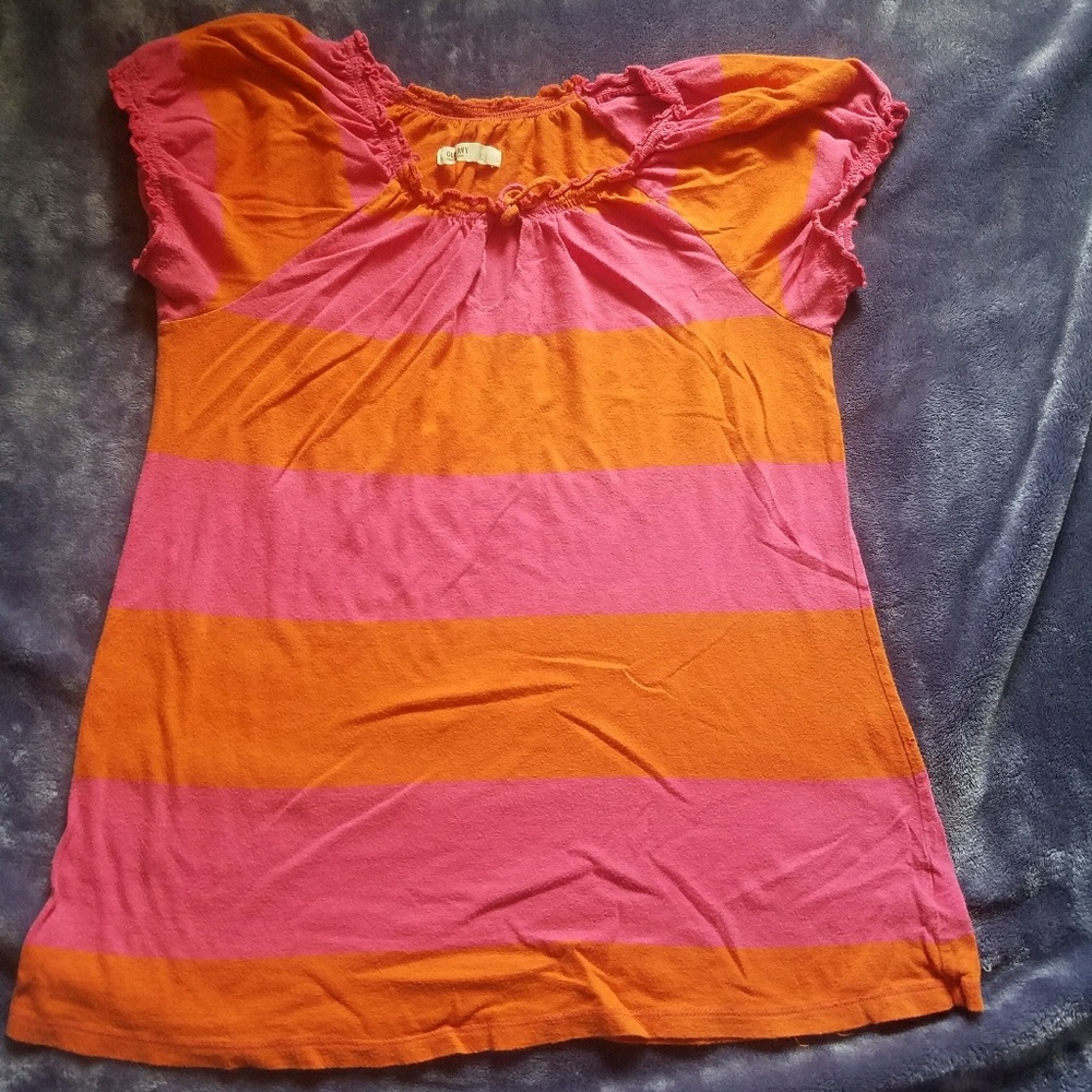 Cute orange and pink striped shirt